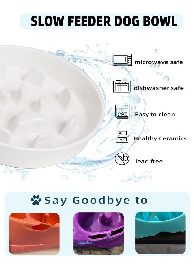 HAOTOP Ceramic Fun Slow Feeder Bowl, Porcelain Slow Eater Bowl for Medium Sized Dogs (White) - Image 5